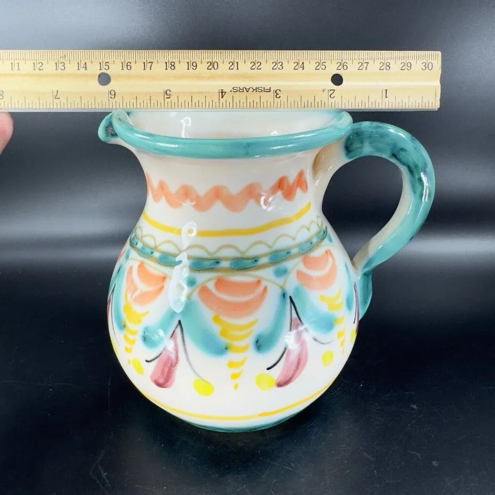 Vintage La Gartera Art Potter Jug Pitcher Toledo‎ Spain signed Pottery Hand Made